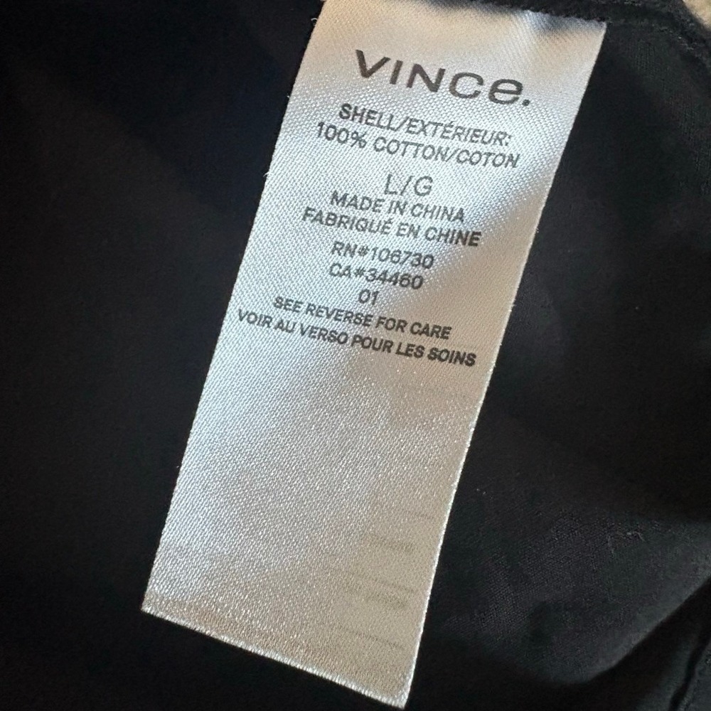 Vince Black Cotton Short Sleeve Split Neck Shift Dress VX59650951 L - Picture 7 of 14